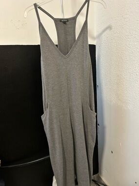wild fable Grey Ribbed V-Neck Maxi Dress with Pockets Runs Big